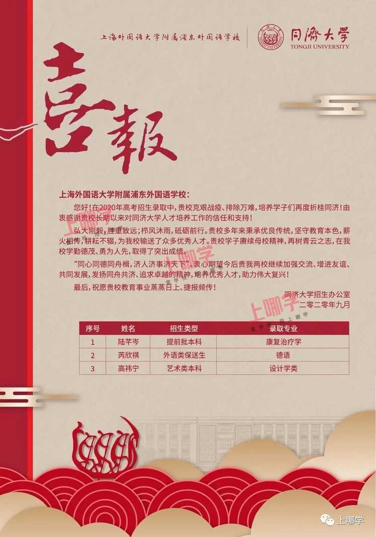 喜报！上海各大高中公布2020清华、复旦、同济等录取名单，前排围观学霸学神！相关资料 42