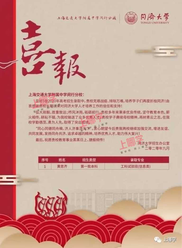 喜报！上海各大高中公布2020清华、复旦、同济等录取名单，前排围观学霸学神！相关资料 39
