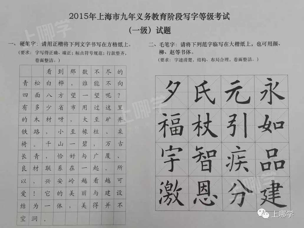 明天就考！上海中小学生写字等级考试仅剩1天！不合格必须补考！附考试要求、历年真题！相关资料 9