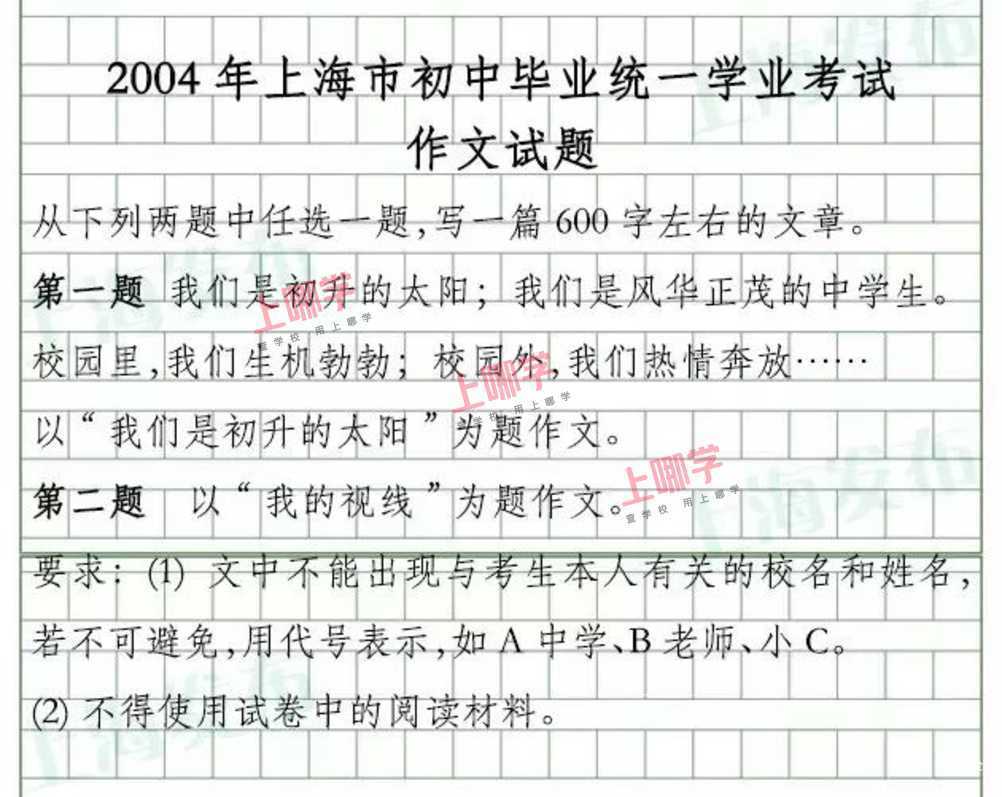 2026年上海中考作文题目出炉！考生表示很简单相关资料 8