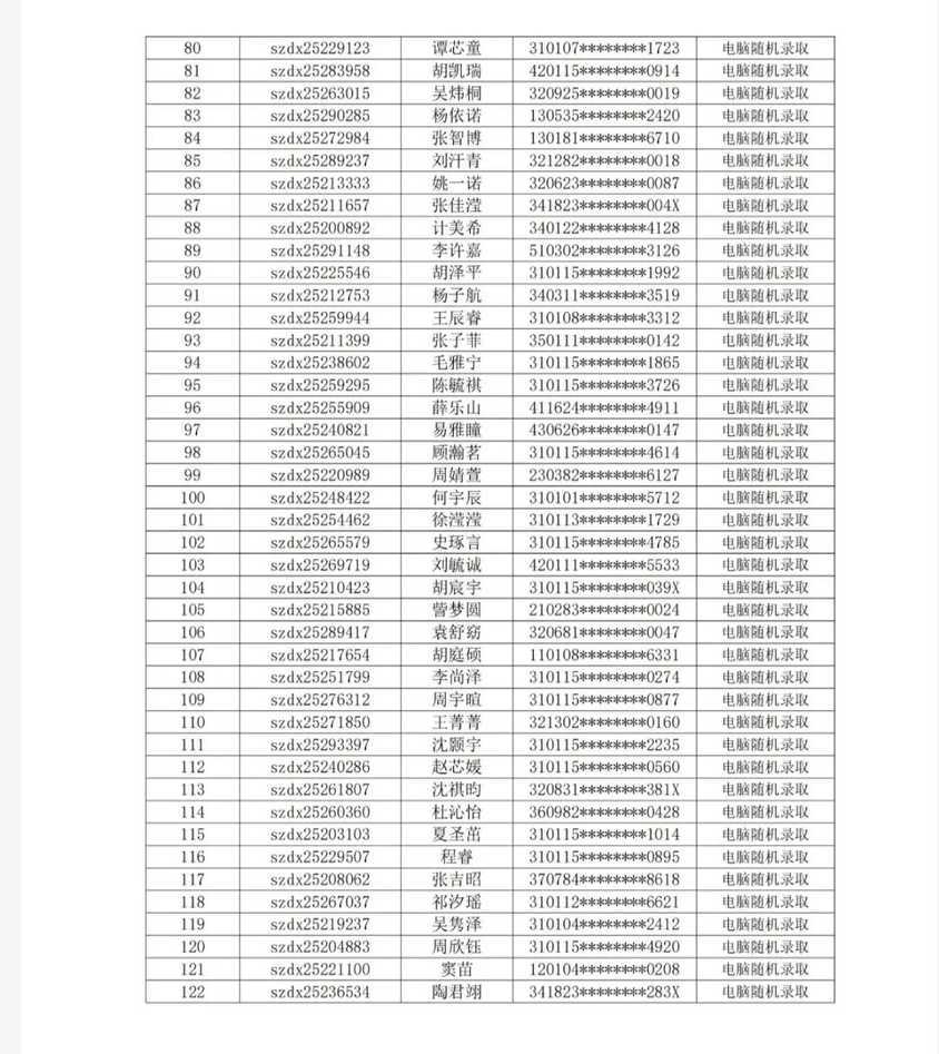 2025年上海中学东校电脑随机录取名单公示相关资料 10