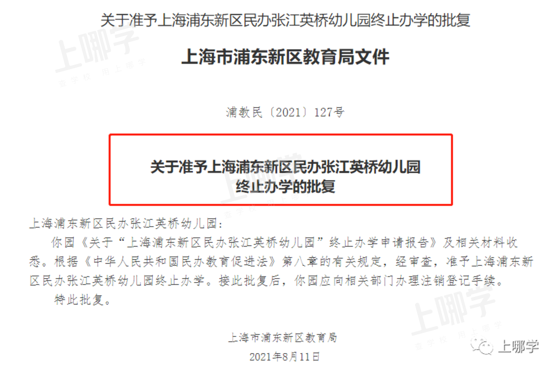 又有7所终止办学！上海这27所学校确定停办，其中一所幼儿园成立长达17年！相关资料 9
