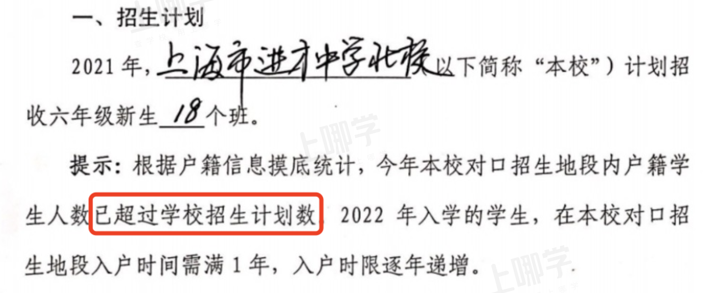 上海部分初中已发布2022年超额预警！明确2022年小升初需入户满1年！人户一致、未摇号也有统筹风险！相关资料 13