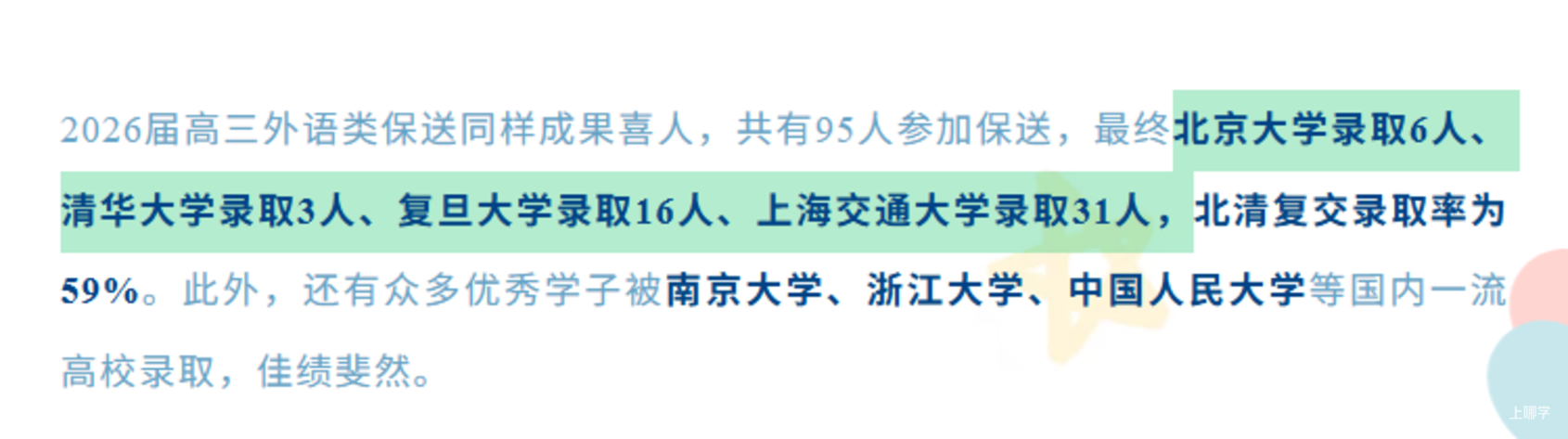 上外附中2026届出口成绩：95人保送，裸分进清北3人相关资料 3