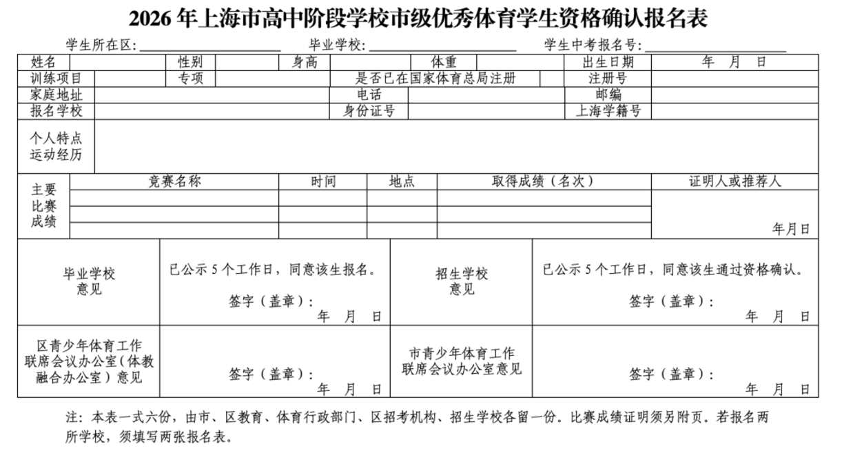 2026年上海优秀体育生中招政策出炉！相关资料 5