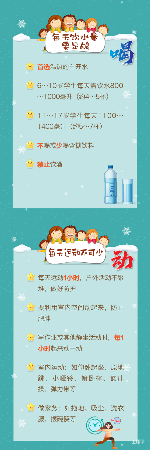 @中小学生，寒假期间如何吃喝动睡行，来看健康提示相关资料 5