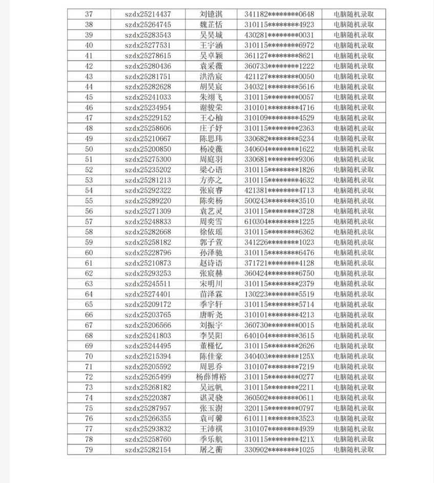 2025年上海中学东校电脑随机录取名单公示相关资料 9
