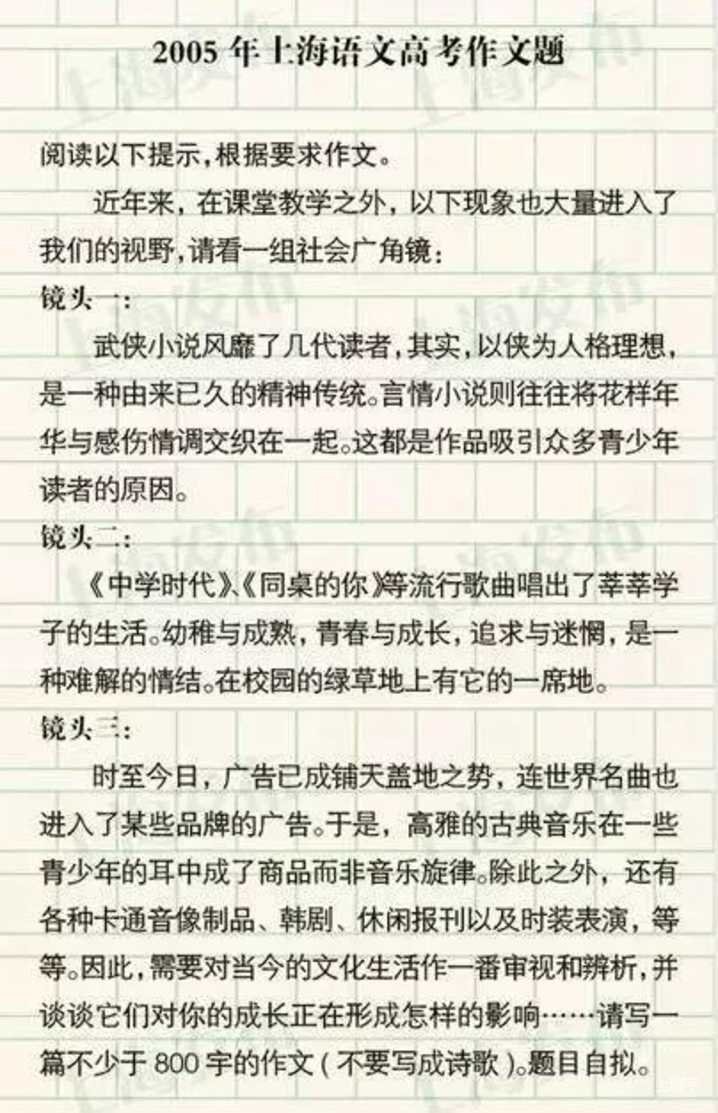 上海过去25年高考作文题一览！你写的是哪一篇？相关资料 8