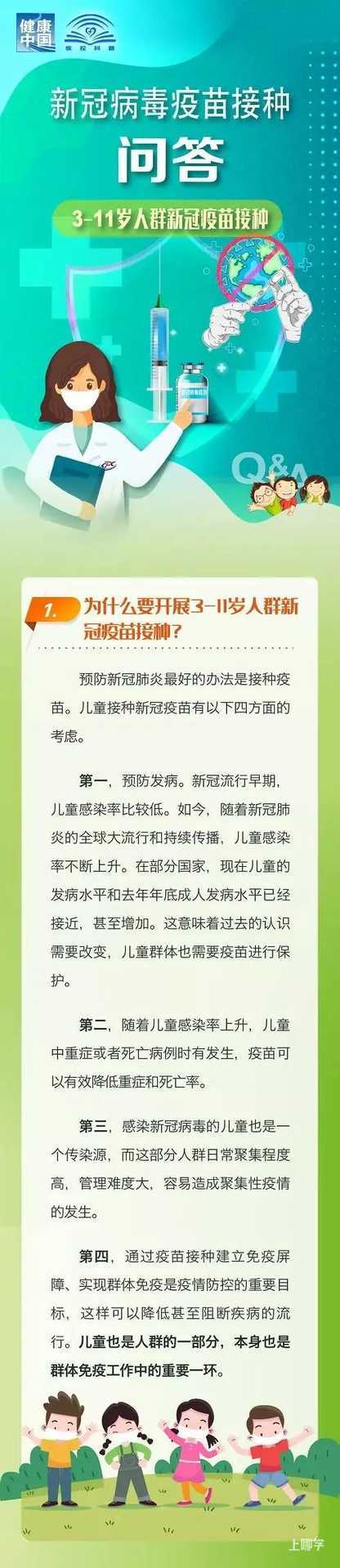 国家卫健委：3-11岁人群新冠疫苗接种问答相关资料